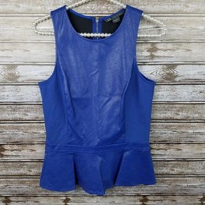 Armani Exchange faux leather peplum sleeveless top